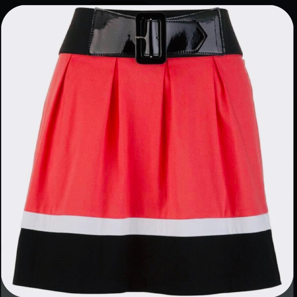 Maurices black white red orange colorblock skirt